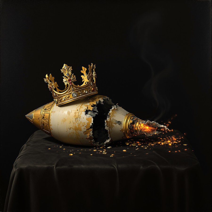 Crown on a crashed rocket